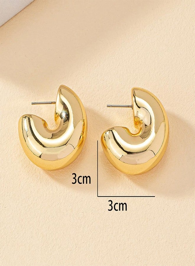 يرتير أقراط YERTTER بانك مطلية بالذهب، أقراط حلقية مميزة، أقراط متدلية، أقراط بيضاوية مرصعة، طقم أقراط للنساء (ذهبي 3) - Image 3