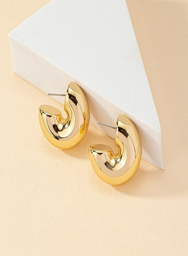 يرتير أقراط YERTTER بانك مطلية بالذهب، أقراط حلقية مميزة، أقراط متدلية، أقراط بيضاوية مرصعة، طقم أقراط للنساء (ذهبي 3) - Image 5