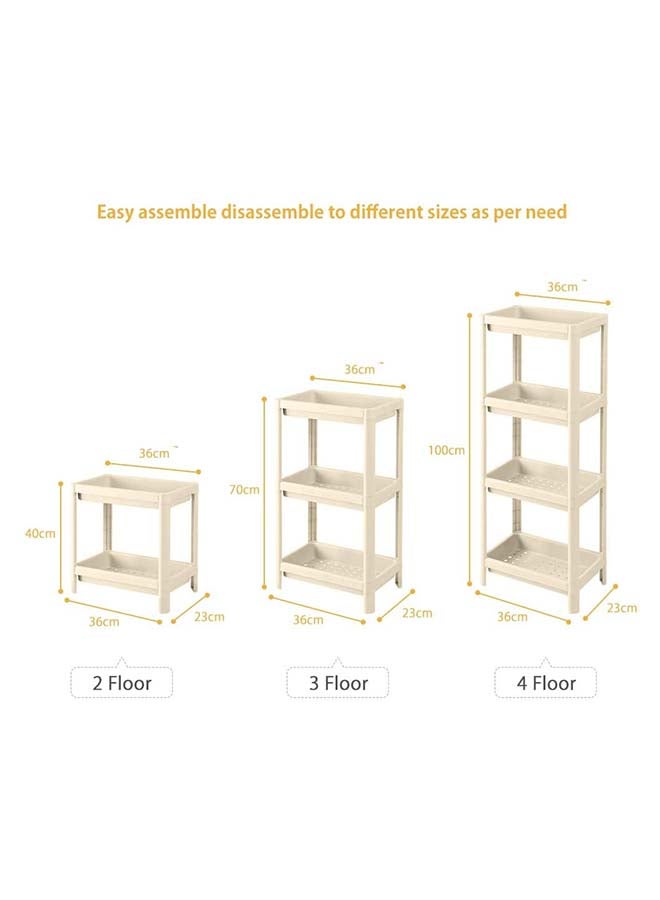 Toshionics 4 Layer Floor Type Plastic Storage Shelf White 37x19x24cm - Image 2