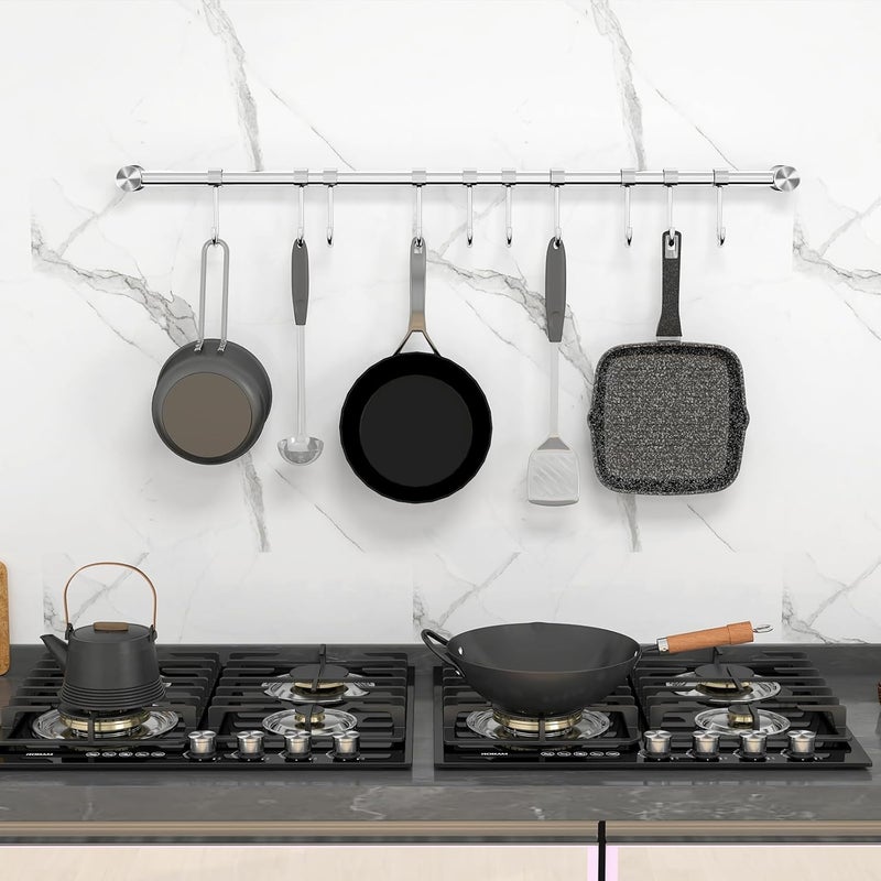 Audmore Kitchen Utensil Rack 2 Pack, 20.9 Inch Pots and Pans Hanging Rack Wall Mounted, 304 Stainless Steel Lid Cooking Utensil Hanger - Image 5