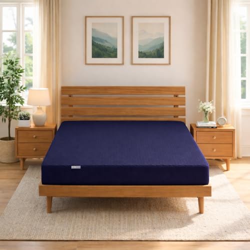MY ARMOR Waterproof Mattress Protector Double Bed 72x48 Inch, Quilted Cotton Waterproof Bedsheet, Breathable Noiseless Soft Fitted Bed Cover with Elastic Skirting (6x4 ft, Queen) – Navy Blue - Image 2