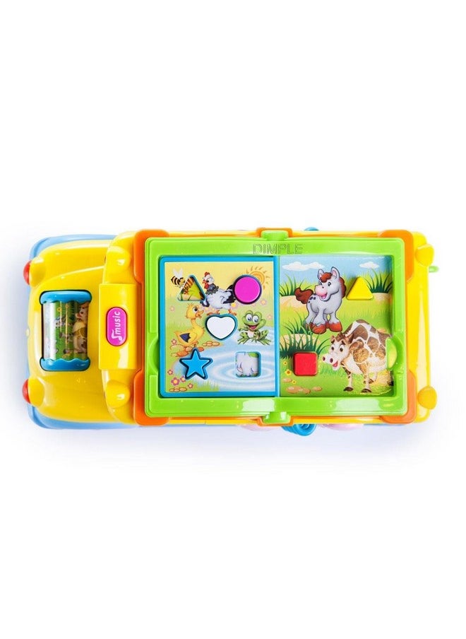 Educational Interactive School Bus Toy With Tons Of Flashing Lights Sounds Responsive Gears And Knobs To Play With Tons Of Fun For Toddlers For Kids (Single)
