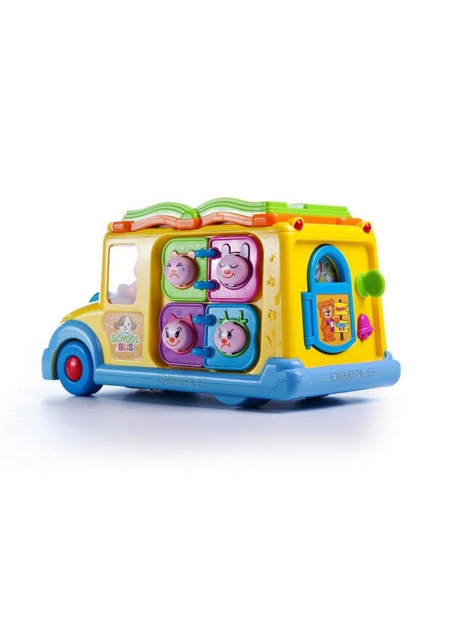 Educational Interactive School Bus Toy With Tons Of Flashing Lights Sounds Responsive Gears And Knobs To Play With Tons Of Fun For Toddlers For Kids (Single)