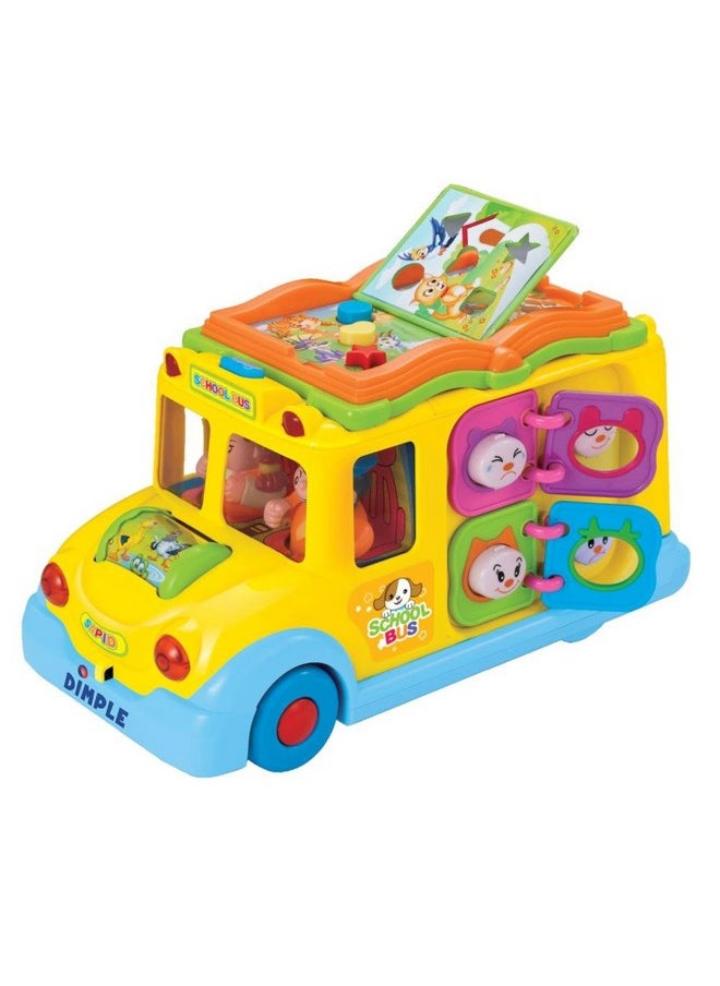 Educational Interactive School Bus Toy With Tons Of Flashing Lights Sounds Responsive Gears And Knobs To Play With Tons Of Fun For Toddlers For Kids (Single)