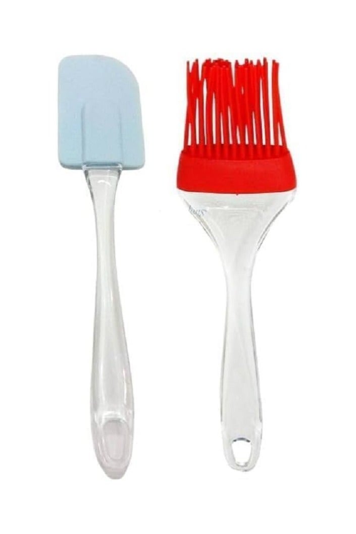 طقم فرشاة وملعقة سباتولا سيليكون بيد بلاستيك - متعددة الألوان - Image 2