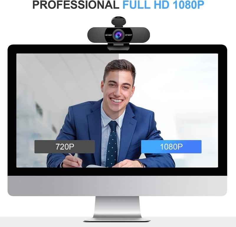 eMeet C960 Full HD Webcam 1080p With Microphone for Video Calling, Built-in 2 Mics, 90° Wide-Angle View, USB Plug and Play, Low-Light Correction, Fixed Focus - Image 2