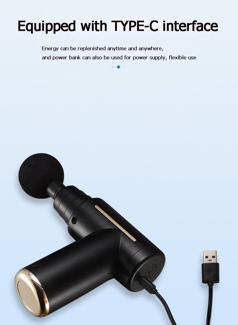 Loquat Mini Massage Gun, Portable 6 Speeds Muscle Massager Deep Tissue with 4 Massage Heads, Super Quiet Type-C Charging Percussion Massage Gun for Muscle Pain Stiffness Relief - Image 5