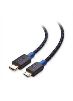 Braided USB C to Micro USB Cable 3.3 ft (Micro USB to USB-C Cable, USB Type C to Micro USB Cable) in Black