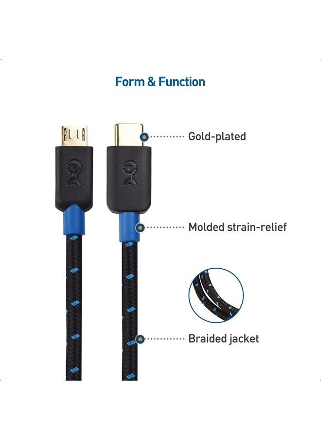 Cable Matters - Braided USB C to Micro USB Cable 3.3 ft (Micro USB to USB-C Cable, USB Type C to Micro USB Cable) in Black - Image 1