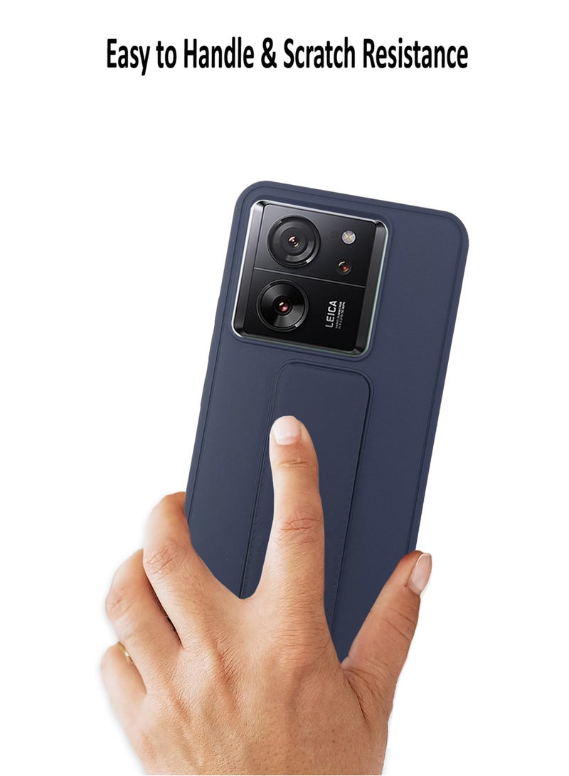 Waldic Premium Silicone Magnetic Hand Grip Case Cover for Xiaomi Redmi 13T Pro - Dark Blue - Image 3