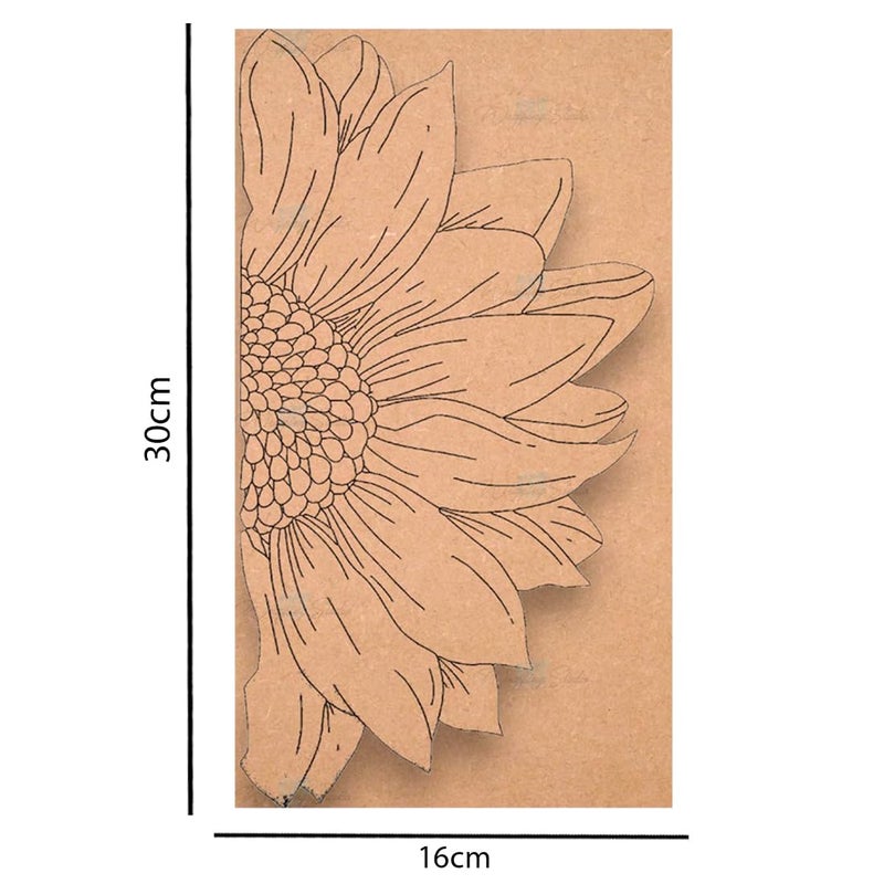 Wrapping Studio MDF Board for Lippan Art - Pre-Marked Half Flower Design Cutouts for Craft, Painting, DIY Projects - Eco-Friendly MDF Wood, 30x16 cm, Ideal for Creative Gift Ideas, Set of 2 - Image 3