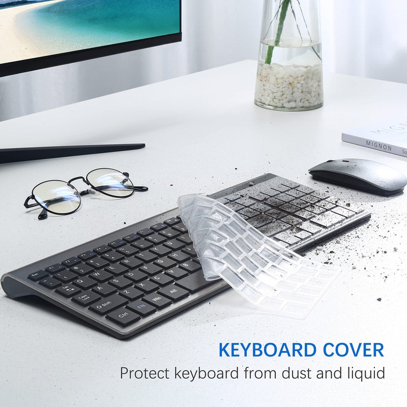 TopMate Wireless Keyboard and Mouse Ultra Slim Combo, TopMate 2.4G Silent Compact USB 2400DPI Mouse and Scissor Switch Keyboard Set with Cover, Batteries Included, for PC/Laptop/Windows/Mac - Gray Black - Image 5