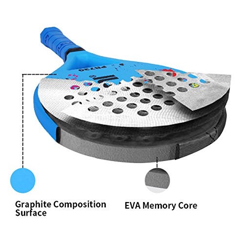 IANONI Beach Tennis Racket Carbon Paddle Fiber Grit Face with EVA Memory Foam Core Beach Tennis Raquet (Blue) - Image 2