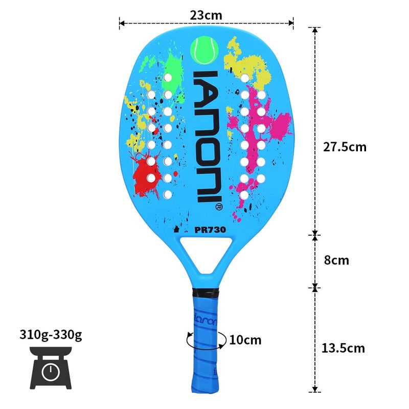 IANONI Beach Tennis Racket Carbon Paddle Fiber Grit Face with EVA Memory Foam Core Beach Tennis Raquet (Blue) - Image 5