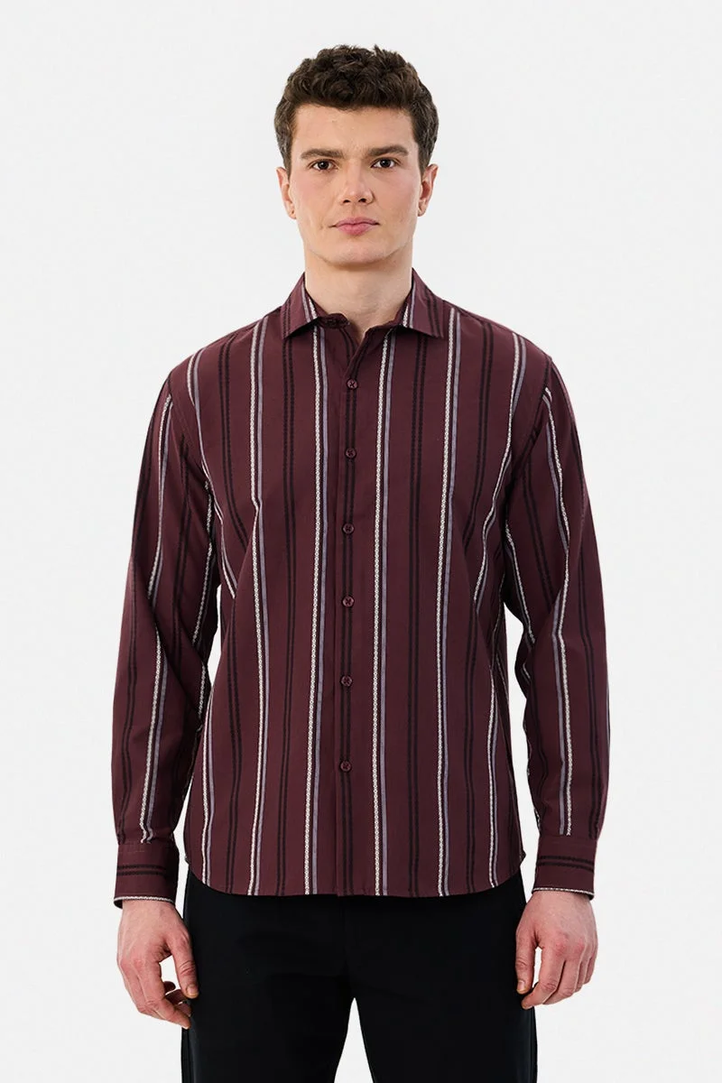 SNITCH Slim Fit Stripes Shirt