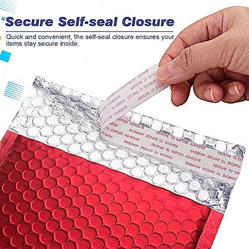 Safoner Metallic Matte Red Bubble Mailers Mailing Padded Envelopes 8.5x12 Inch- Self-seal Closure Bubble Shipping Bag 25pcs - Image 5