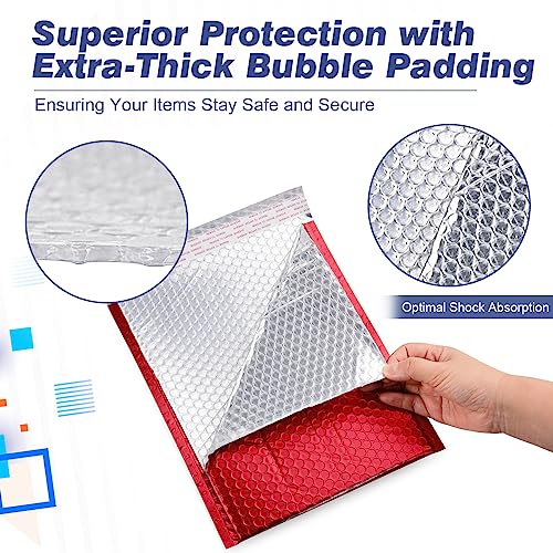 Safoner Metallic Matte Red Bubble Mailers Mailing Padded Envelopes 8.5x12 Inch- Self-seal Closure Bubble Shipping Bag 25pcs - Image 4