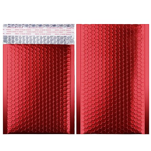 Safoner Metallic Matte Red Bubble Mailers Mailing Padded Envelopes 8.5x12 Inch- Self-seal Closure Bubble Shipping Bag 25pcs - Image 1