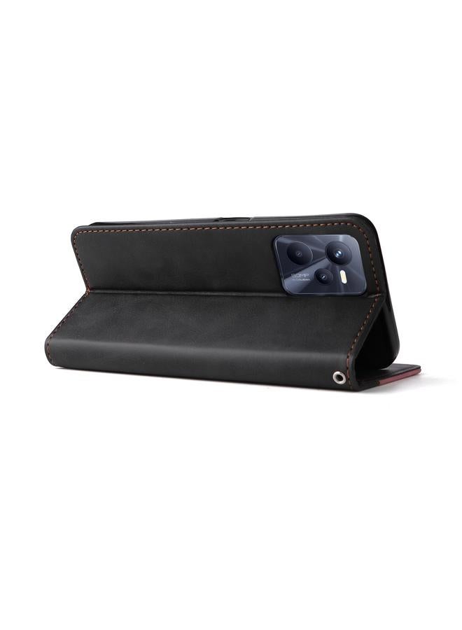 S-TOP Case For OPPO Realme C35 Stitching-Color Flip Leather Phone Case - Image 4