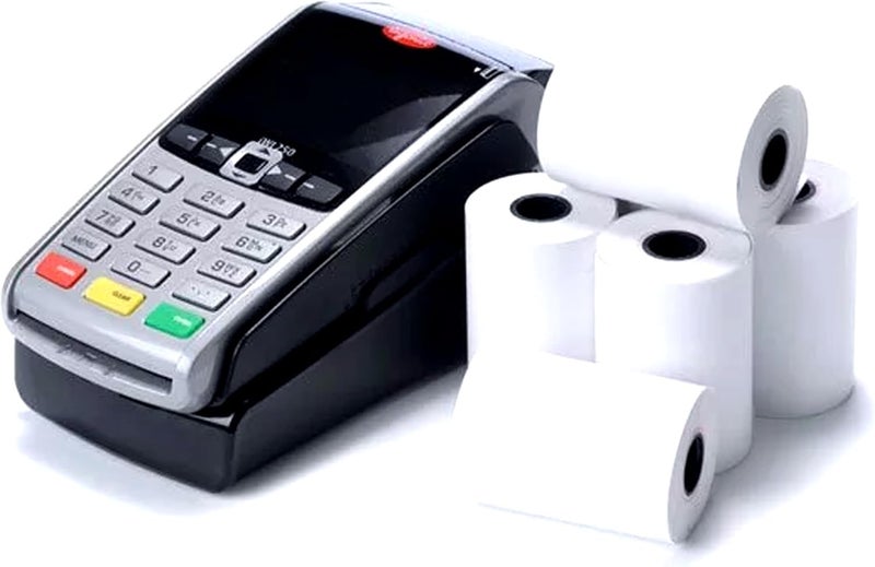 لفائف ورق الحرارة للصرف النقدي بحجم 57x40 مم مع صورة طباعة واضحة لماكينة POS و ATM متوافقة مع ماكينة Mada - Image 1