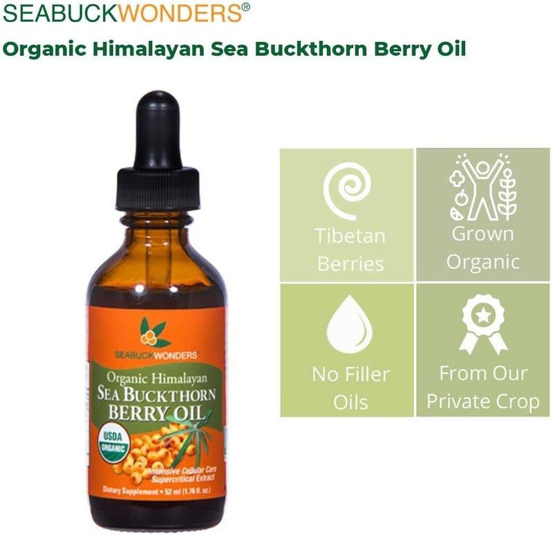 SeabuckWonders Sea Buckthorn Seed Oil100 Certified Organic 1 FL OZ - Image 3