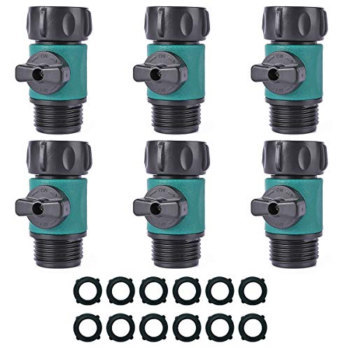 JUSONEY Shut Off Valve, Water Hose Turn Off Valve Garden Hose Connector Set with Rubber Gaskets (12PCS)+Leak-Free Ball Valve (6PCS) Standard 3/4" Thread - Image 1