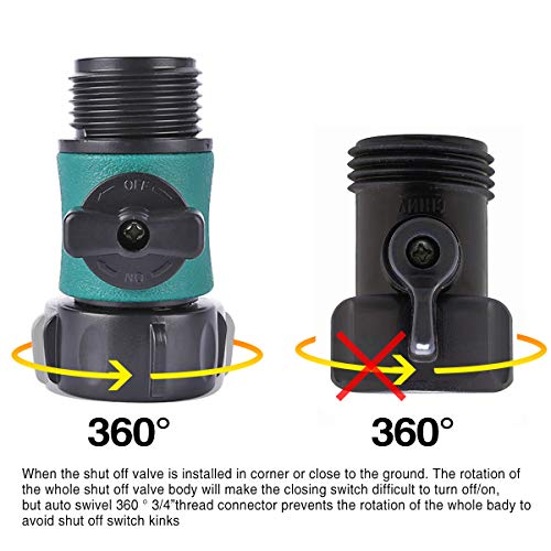 JUSONEY Shut Off Valve, Water Hose Turn Off Valve Garden Hose Connector Set with Rubber Gaskets (12PCS)+Leak-Free Ball Valve (6PCS) Standard 3/4" Thread - Image 5