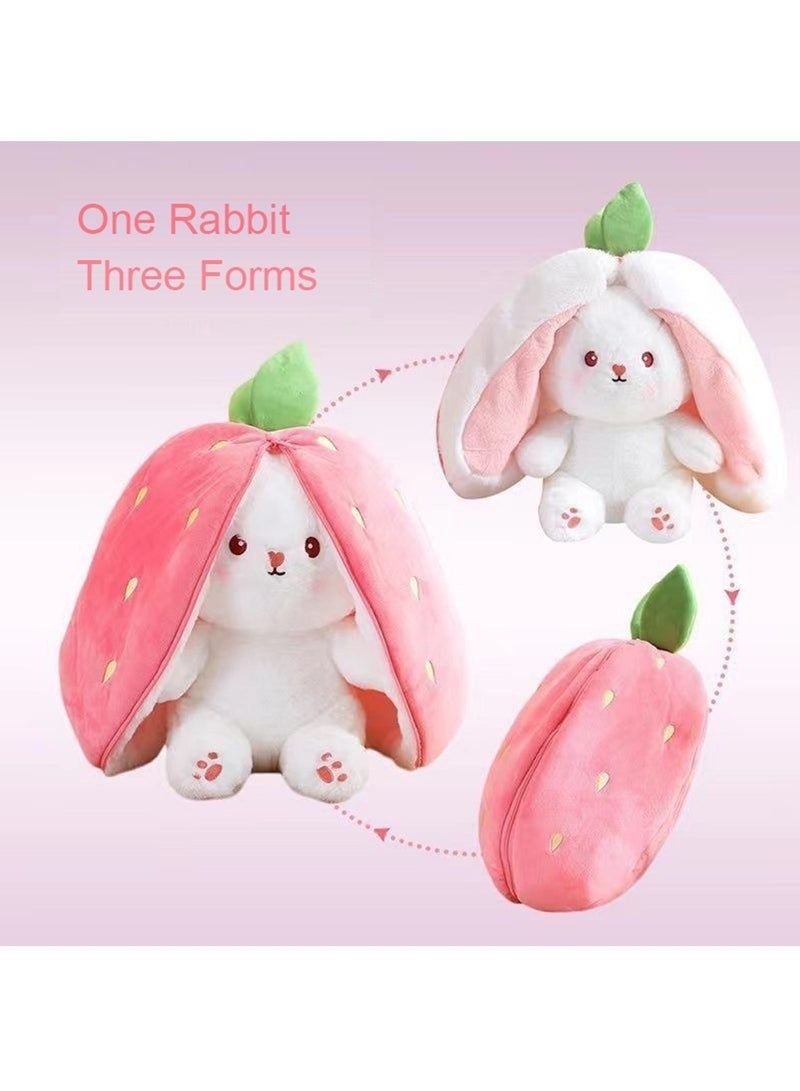 Transformable Strawberry Rabbit Plush Doll, Dual-Use Stuffed Throw Pillow, Soft Cartoon Toy - Image 2
