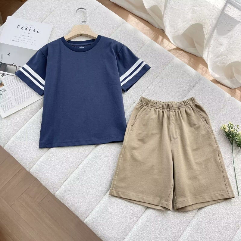 2025 Spring And Children'S Clothing Boys And Girls Casual Suits Short-Sleeved T-Shirts Shorts Pajamas Home Clothes 474658 - Image 1