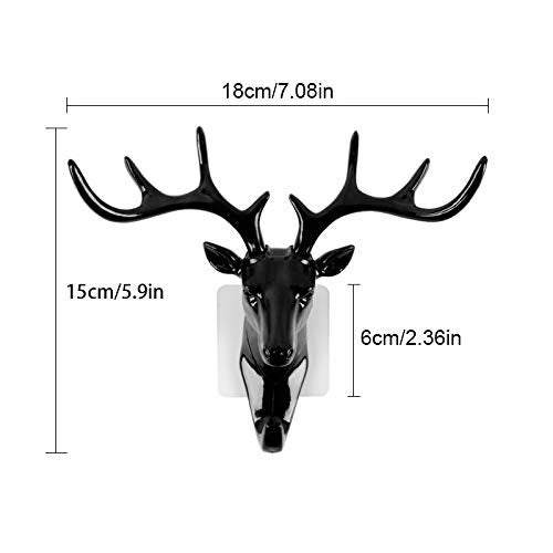 HomeImpel 3 Pack Elephant Head/Deer Head Single Wall Hook/Hanger Animal Shaped Coat Hat Hook Heavy Duty, Rustic, Decorative Gift (Deer) - Image 2