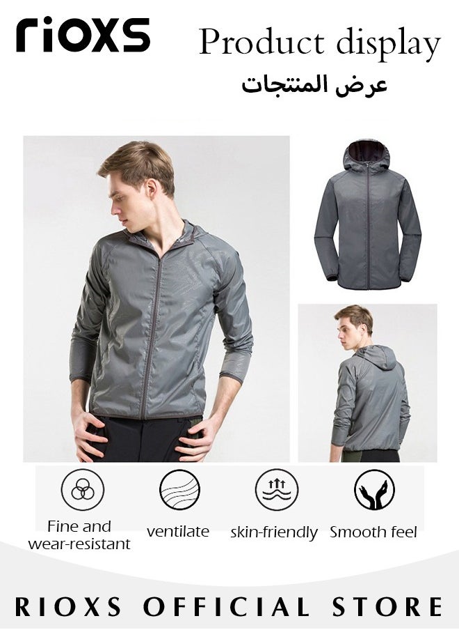 RIOXS Men's Upf 50+ UV Sun Protection Ice Silk Clothing Long Sleeve Breathable Coats Lightweight Hoodie Zip Up Outdoor Jacket  - Image 5