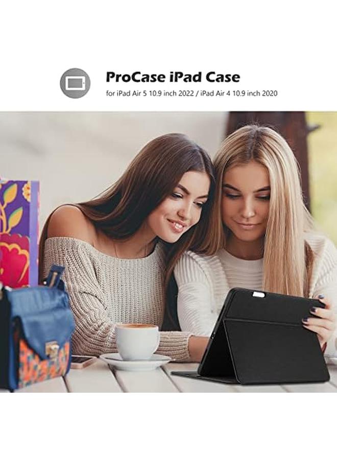 Procases Ipad Air 5 4 Case 10.9 Inch 2022 2020 With Pencil Holder Slim Protective Folio Stand Cover For Ipad Air 5Th 4Th Generation 10.9" Black - Image 5