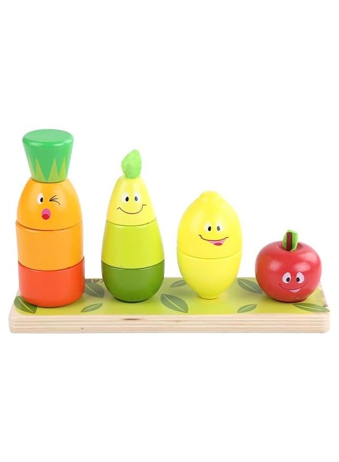 بيبي ألعاب الألغاز الخشبية من بايبي، ألعاب الفرز والتراص للأطفال الأولاد والبنات، لعبة تعليمية لمرحلة ما قبل المدرسة، لعبة تعليمية على شكل فاكهة، فارز الألوان، كتلة تراص لغز مكتنزة للأطفال الصغار بعمر سنتي