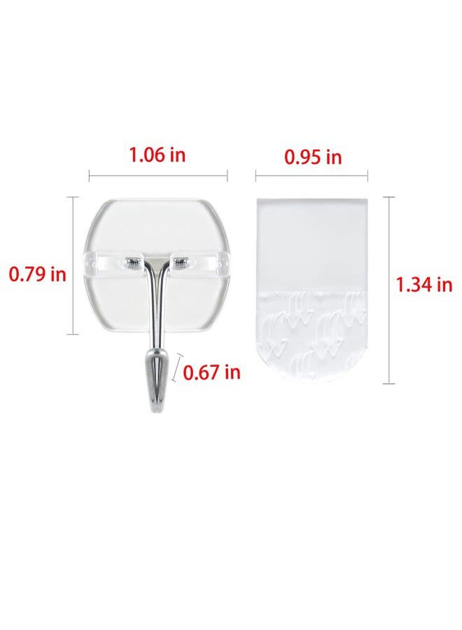 CARAINBO 20 hooks-25 Strips,Clear Small Wire Toggle Hooks Value Pack, Damage Free Hanging Wall Hooks with Adhesive Strips, No Tools Utility Hooks for Hanging Decorations - Image 2