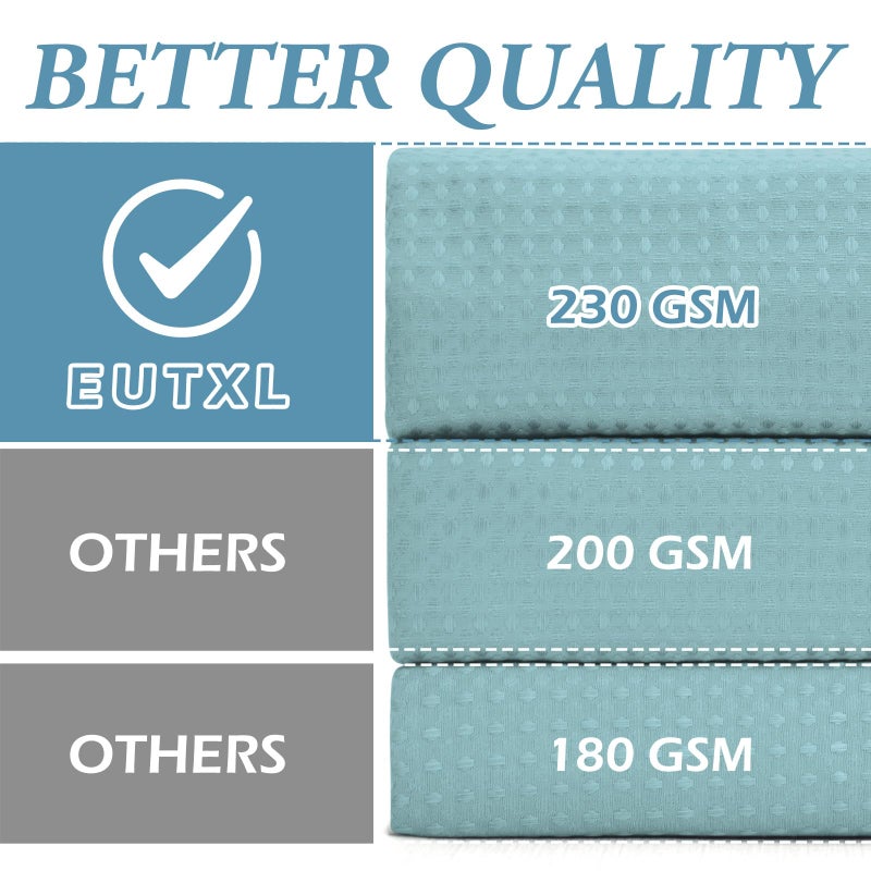 EUTXL TEAL LONG NO HOOK SHANDER مع SNAP في بطانة 230GSM الستائر نسج Waffle Waffle للحمام 71W × 86H - Image 1