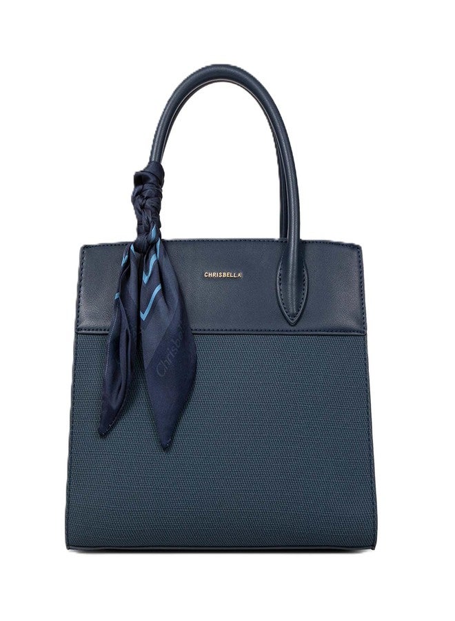 CHRISBELLA Stylish Satchel Handbag for Women and Girls - Faux Leather Crossbody Shoulder Sling Bag with small Wallet and Adjustable Strap - Ladies Hand Purse (Navy) - Image 1