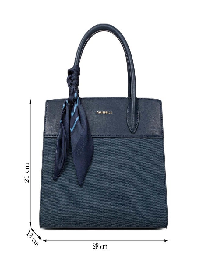CHRISBELLA Stylish Satchel Handbag for Women and Girls - Faux Leather Crossbody Shoulder Sling Bag with small Wallet and Adjustable Strap - Ladies Hand Purse (Navy) - Image 3