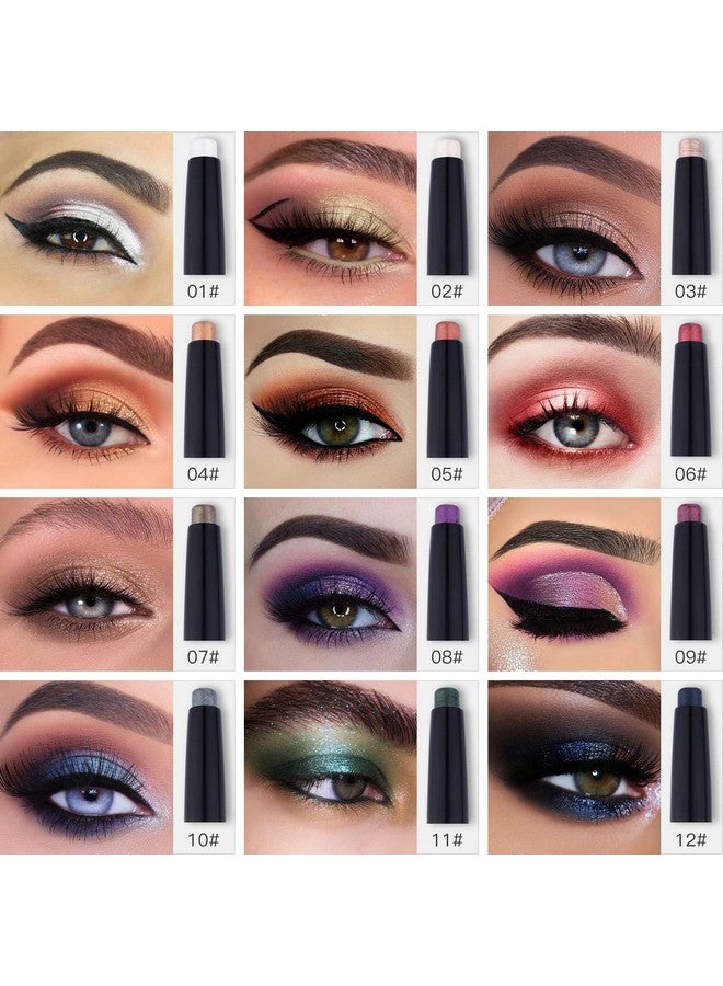 LOKFAR 3 Pcs Eye Shadow Stick Makeup Cosmetics Eye Brightener Stick Waterproof Rotatable Cream Eye Shadow Pencil Crayon Glitter Shimmer Eyeshadow Stick With Sponge Brush For Eye Makeup (01 02 03 )  - Image 5