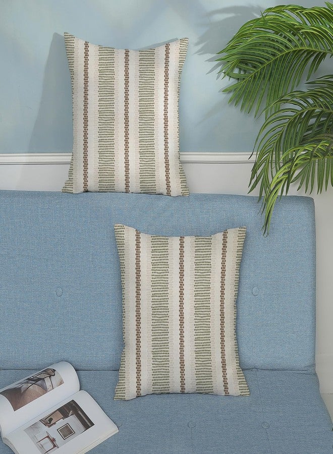 GOLIANDA Brown Sage Green Pillow Covers 18x18 Set of 2 Boho Outdoor Striped Throw Pillow Covers Abstract Modern Geometry Decorative Pillowcase Farmhouse Linen Cushion Case Decorations for Sofa Couch - Image 3