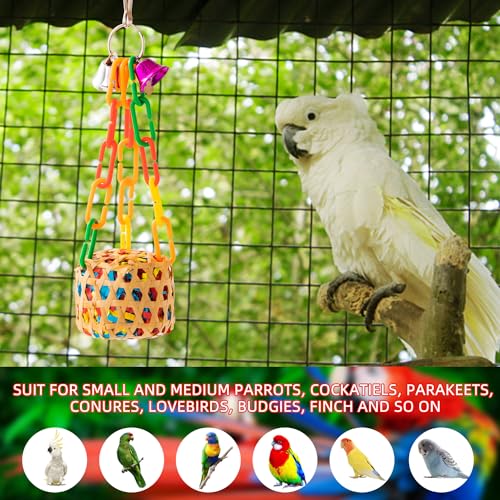 AFUOWER Bird Toys Parakeet Toy Parrot Chewing Shredding Foraging Toys with Rope Perch Hanging Toys Bird Cage Accessories for Cockatiel Conure Budgies Lovebird 5 Pack - Image 4