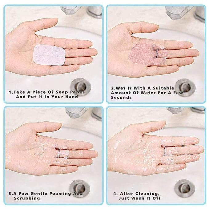 Hoppokart 2pcs Disposable Hand Washing Cleaning Paper Soap Slice Sheets Foaming Paper Soap For Travel - Image 4