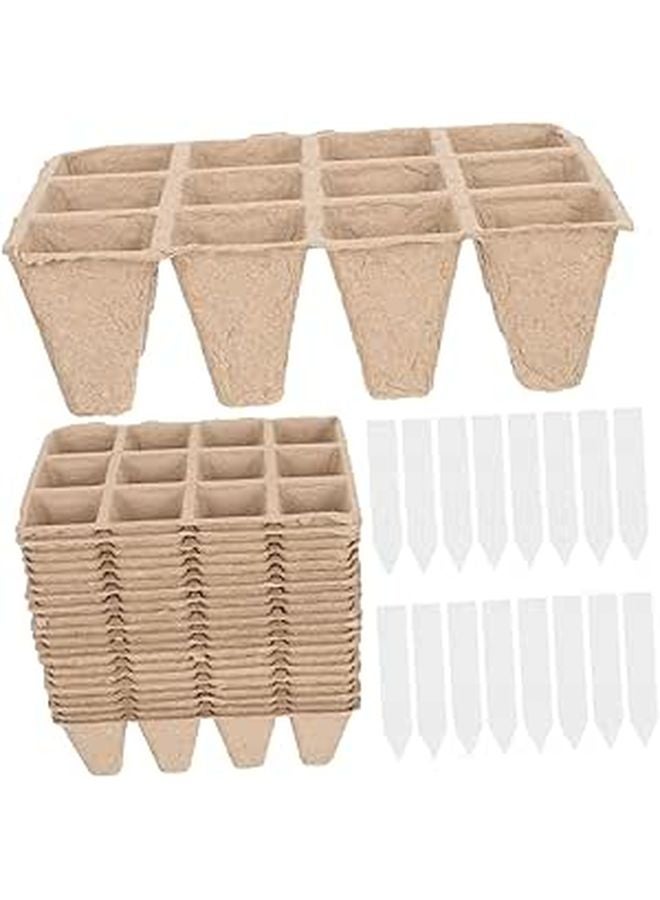 Biodegradable 12 Cell Nursery Pots Starter Tray with 24 Cups and 40 Plant Labels - Image 1