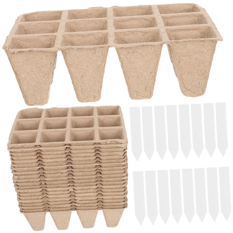 Biodegradable 12 Cell Nursery Pots Starter Tray with 24 Cups and 40 Plant Labels - Image 2