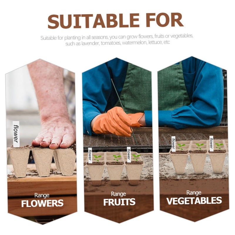 Biodegradable 12 Cell Nursery Pots Starter Tray with 24 Cups and 40 Plant Labels - Image 4