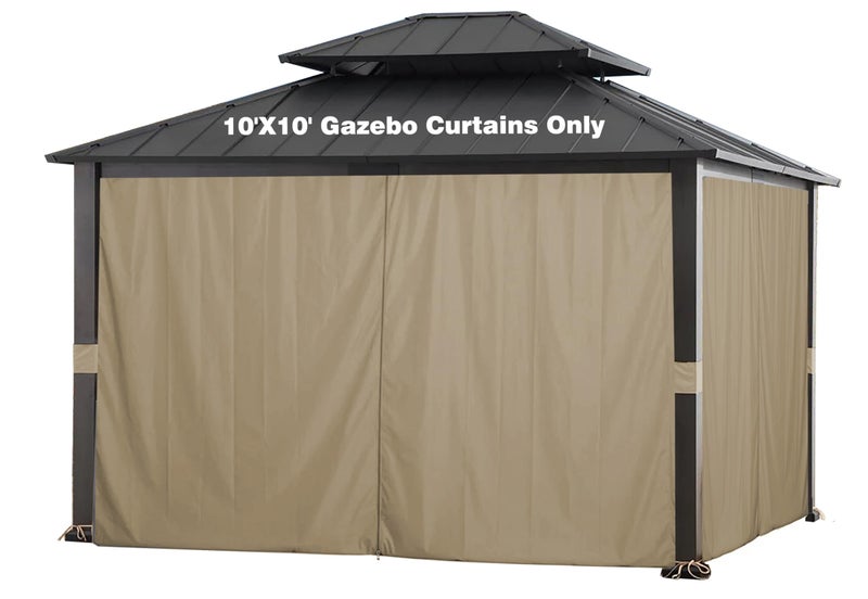 SCOCANOPY Khaki 10' x 12' Gazebo Privacy Curtain Set for Lowe's Allen Roth 10X12 Gazebo Model #GF-12S004B-1 / GF-12S004BTO/ TPGAZ17-002 - Image 1