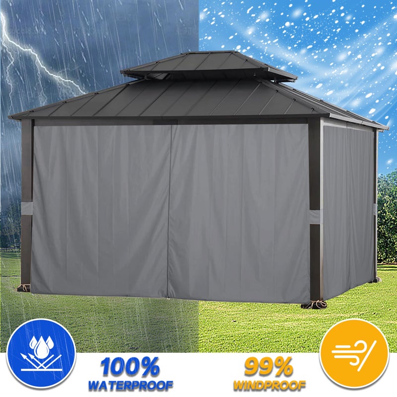 SCOCANOPY Khaki 10' x 12' Gazebo Privacy Curtain Set for Lowe's Allen Roth 10X12 Gazebo Model #GF-12S004B-1 / GF-12S004BTO/ TPGAZ17-002 - Image 4