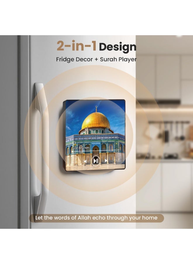 أنغولا باندا مكبر صوت مغناطيس للقرآن الكريم للثلاجة - مشغل سورة محمل مسبقا مع تلاوات إسلامية ، مغناطيسي محمول ، USB-C قابل لإعادة الشحن ، تحكم باللمس ، هدايا رمضان والعيد ، هدايا إسلامية (سورة البقرة) - Image 3