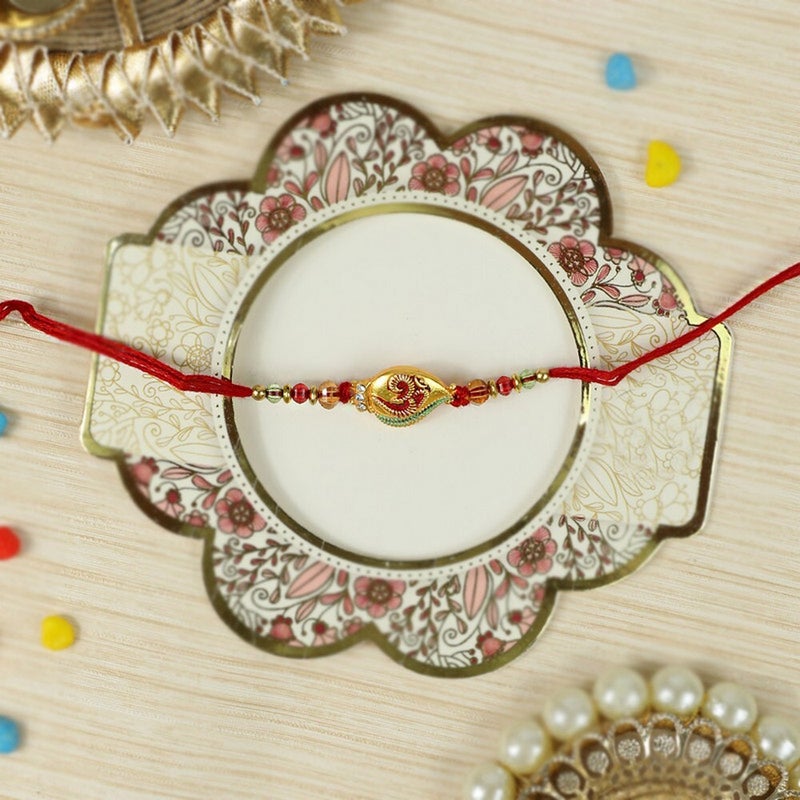 Madhoor Traditional Handcrafted Rakhi with Vibrant Om Design, Premium Thread Rakhi for Brother, Festive Raksha Bandhan Rakhi, 20 cm - Image 2