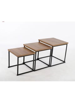 watheer Side Service Tables Of 3 Pieces For An Elegant And Ideal Home Suitable For Serving Coffee And Tea - Brown  - Image 1