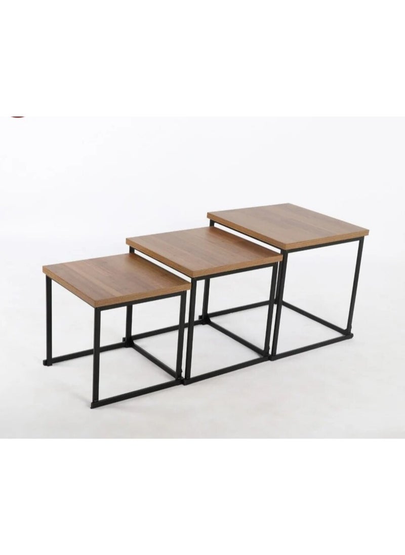 watheer - Side Service Tables Of 3 Pieces For An Elegant And Ideal Home Suitable For Serving Coffee And Tea - Brown - Image 1